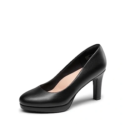 Afbeelding van DREAM PAIRS Klassieke pumps met hoge hak voor dames platform werk en werk, Zwart Pu