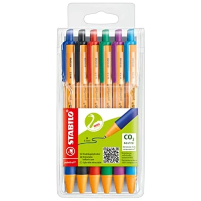 Image de Stylo bille STABILO pointball Pochette x 6 stylos rechargeables Coloris assortis