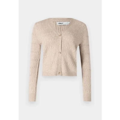 Afbeelding van ONLY ONLKATIA LS CABLE V NECK CARDI KNT NCA Dames Vest Mocha Meringue W. Melange