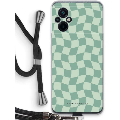 Afbeelding van Case Company® hoesje met Koord geschikt voor Xiaomi Poco M5 Grid Groen Telefoonhoesje Zwart Bescherming aan alle Kanten en Over de Schermrand