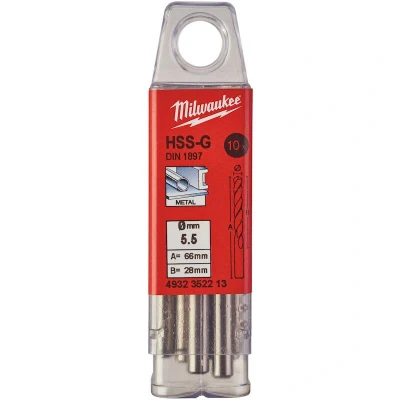 Afbeelding van MILWAUKEE 4932352213 HSS G metaalboor kort DIN 1897 5,50x66mm (10 st.)