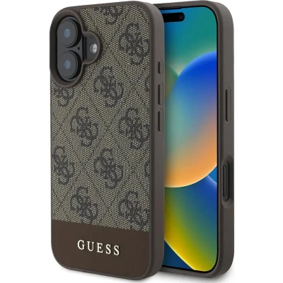 Afbeelding van Guess 4G Bottom Stripe Hoesje Geschikt voor Apple iPhone 16 Plus Back Cover Bruin