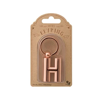 Afbeelding van IF Sleutelhanger van metaal met letters het alfabet, roségoud, H