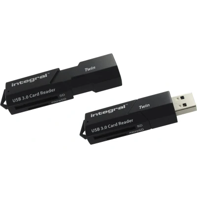 Afbeelding van Integral USB 3.0 TWIN Kaartlezer 3.2 Gen 1 (3.1 1) (USB), Geheugenkaartlezer, Zwart