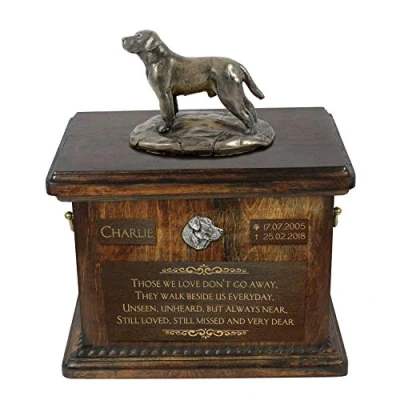 Afbeelding van Labrador Retriever urn hond met beeldje gepersonaliseerde voor hondenas