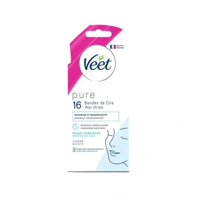 Afbeelding van Veet Pure Ontharingsstrips Gezicht Hypoallergene Aanbevolen Door Dermatologen 16 stuks
