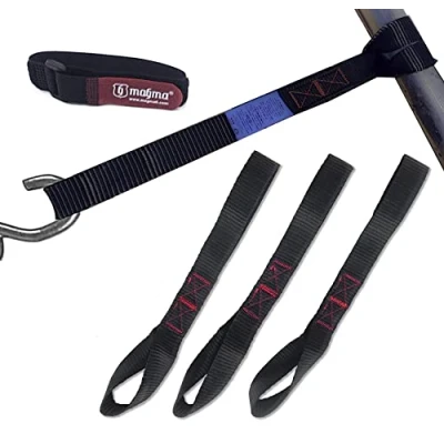 Afbeelding van MAGMA 4 spanbanden met ratel, 30 cm lang, 25 mm breed, riemen 2 meters, 1000 kgf/eenheid, EN 12195 2, zwart, motorriem, zachte gespen voor fietsendrager, aanhanger, quad, ATV