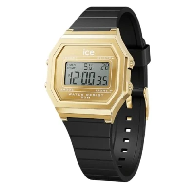 Afbeelding van ICE Watch digit retro Metal gold mirror Black 022731 Horloge Siliconen Zwart Ø 33 mm