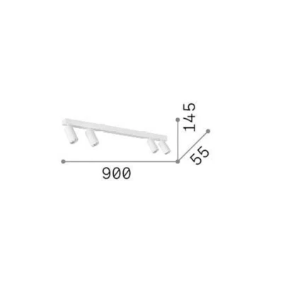 Afbeelding van Ideal Lux Profilo plafondspot, zwart, 4 lamps, metaal