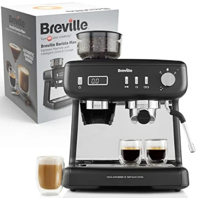 Afbeelding van Breville Barista Max+ Espresso , latte en cappuccino machine, intelligent malen doseren, nauwkeurige afzuigtimer, geïntegreerde melkopschuimer, Italiaanse pomp 15 bar, zwart [VCF152X]