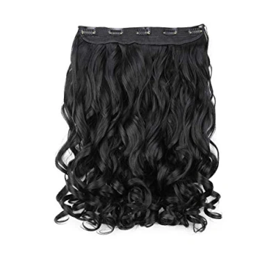 Afbeelding van PRETTYSHOP 40cm Clip In Extensies Haarextensies Haarstukje Golvend Diep Zwart C51 1