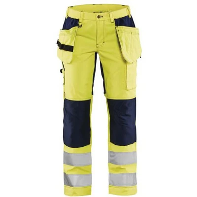 Image de Pantalon haute visibilité stretch femme jaune fluorescent/marine