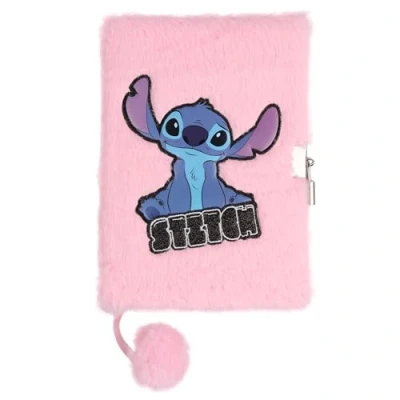 Afbeelding van DISNEY Stitch Roze, pluche notitieboek/agenda met hangslot, gelinieerd A5