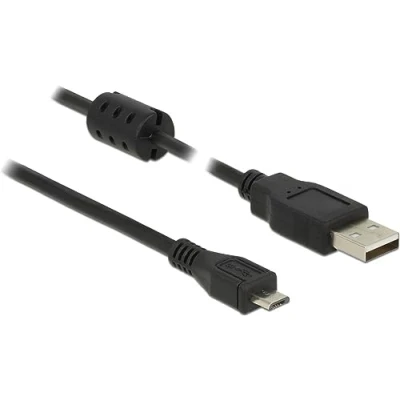 Afbeelding van Delock USB kabel 2.0 A stekker, micro B stekker 2.00 m Zwart Met Ferrietkern 84903