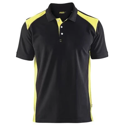 Image de Polo piqué noir/jaune fluorescent