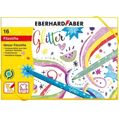 Afbeelding van Viltstiften Eberhard Faber glitter assorti doos ? 16 kleuren