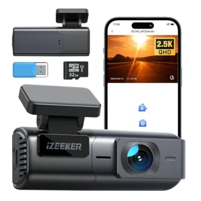 Afbeelding van iZEEKER 1440P Dashcam WiFi, 2.5K QHD met Gratis 32GB Kaart, Mini WDR, G Sensor Noodopname, Loopopname, 24Uur Parkeerstand Ondersteund