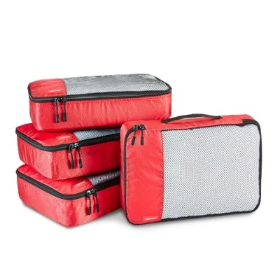 Afbeelding van Amazon Basics Opbergtassen voor bagage, maat L, blauw, 4 stuks, Rood, Taille M