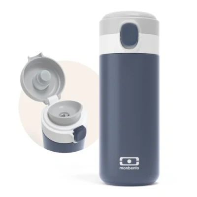 Afbeelding van MONBENTO Isotherme fles MB Pop Infinity 360 ml lekvrij houdt dranken tot 12 uur warm / koud kleine waterfles voor kinderen school park of handtas blauw