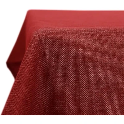 Image de Deconovo Nappe Imperméable pour Table Rectangulaire Effet Lin 132x178cm Rouge