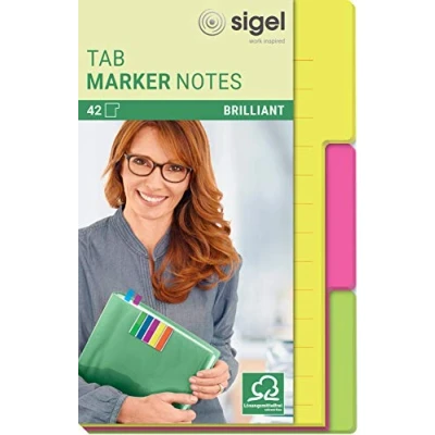 Afbeelding van Sigel tabmarker notes 98x148mm 3 kleuren 42 vel SI HN206