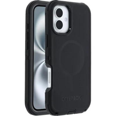 Afbeelding van Otterbox Defender Series MagSafe beschermhoes voor iPhone 16 Plus, valbestendig, ultra robuust, beschermhoes, ondersteunt 7 x meer vallen dan militaire standaard, zwart, levering zonder verpakking