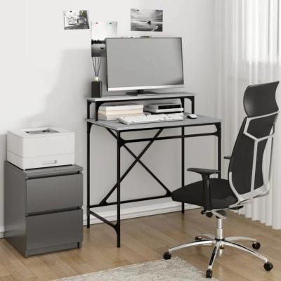 Afbeelding van vidaXL Bureau 80x50x90 cm bewerkt hout en ijzer grijs sonoma eiken