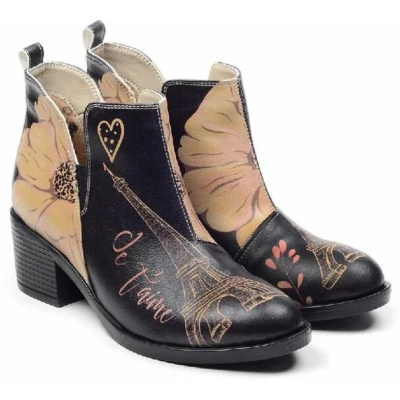 Afbeelding van Goby Parisian Love Dames Enkellaarsjes Handgemaakt Vegan Leer Maat 36