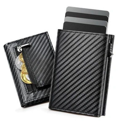 Afbeelding van GlasFlength Portefeuille en Cuir de Buffle véritable Grand pour Homme et Femme Protection RFID Marron (Fer), Brun, petit, Rétro