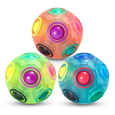 Afbeelding van Vdealen magische regenboog puzzelbal, fidget bal, grappig puzzelspel, anti stress, roze en groen blauw
