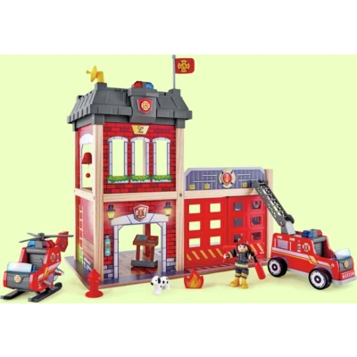 Afbeelding van Hape Houten Brandweerkazerne 48 X 60 Cm Rood