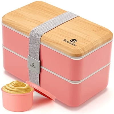 Afbeelding van Sinnsally Japanse lunchbox voor volwassenen, 1400 ml met vakken, Bento bestek/vakken, broodtrommel, lunchbox,