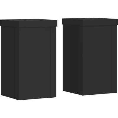 Afbeelding van Plantenstandaards 2 st 10x10x18 cm bewerkt hout zwart