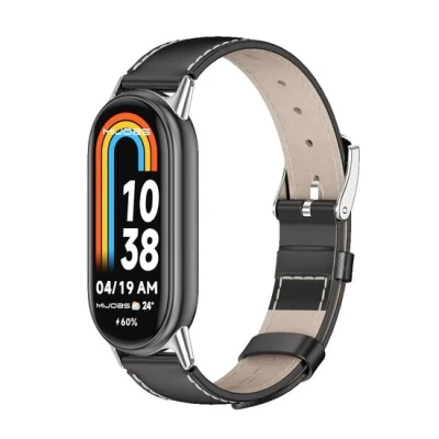 Afbeelding van Echt leren bandje Zwart Xiaomi Smart band 8 Horlogebandje