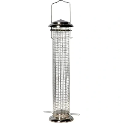 Afbeelding van dobar 11523 Grote vogeldispenser met rooster van roestvrij staal, XL voor wilde vogels, om op te hangen, 9,5 x 39 cm, metaal
