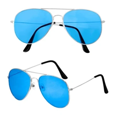 Image de W WIDMANN MILANO Party Fashion lunettes avec verres colorés, de pilote, accessoire pour fête à thème des années 80, carnaval