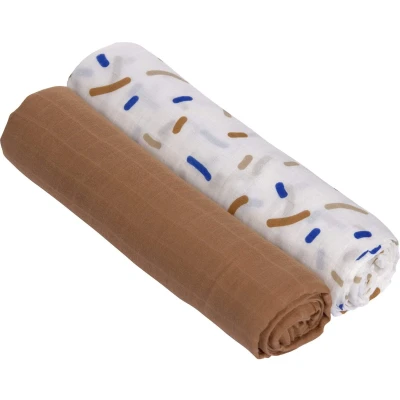 Afbeelding van Lässig Hydrofiele luier swaddle doek 120x120cm XL Little Mateys royal blue 2 stuks