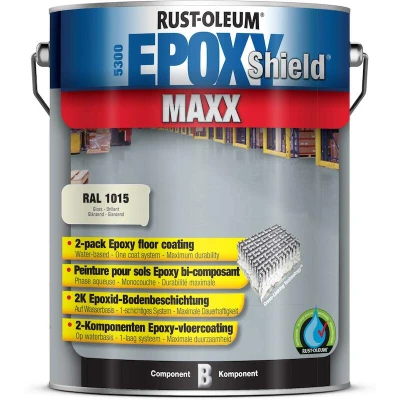 Afbeelding van Rust Oleum EPOXYSHIELD MAXX 2K Epoxy Vloercoating Licht ivoor RAL1015 5 liter Blik