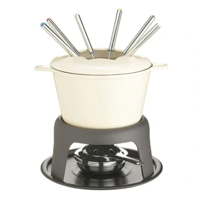 Afbeelding van Artesà Fondueset 21 X 18 22 Cm Gietijzer Beige 9 delig