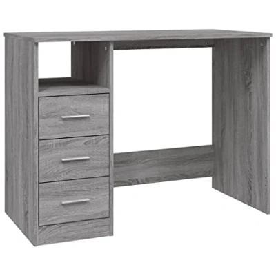 Afbeelding van Bureau met lades 102x50x76 cm bewerkt hout grijs sonoma eiken