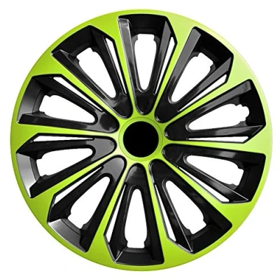 Afbeelding van NRM STRONG DUO Wieldoppen 15&quot; Set van 4 stuks / Kunststof Groen/zwart
