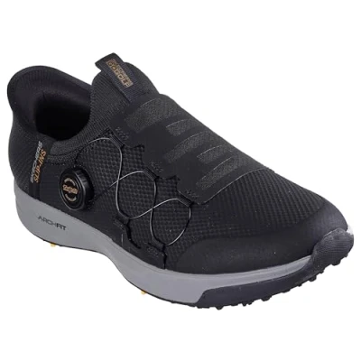 Afbeelding van Skechers Hands free slip ins go golf elite vortex sneaker heren, Zwart synthetisch textiel met grijze rand