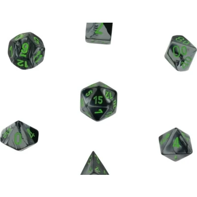 Afbeelding van Chessex Gemini zwart grijs groen Polydice Dobbelsteen Set (7 stuks)