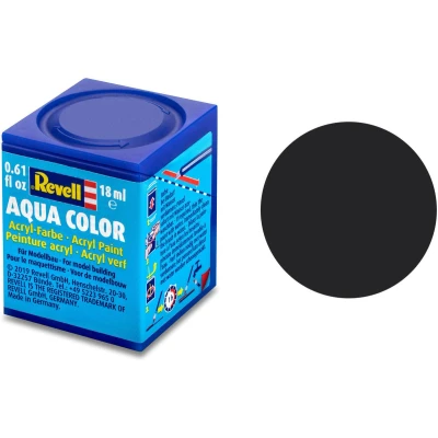 Afbeelding van Teerzwart Mat Aqua Color 18 Ml Revell Modelbouwverf Op Waterbasis