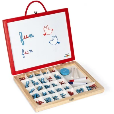 Afbeelding van Janod magneetkoffer 4 in 1 letters leren