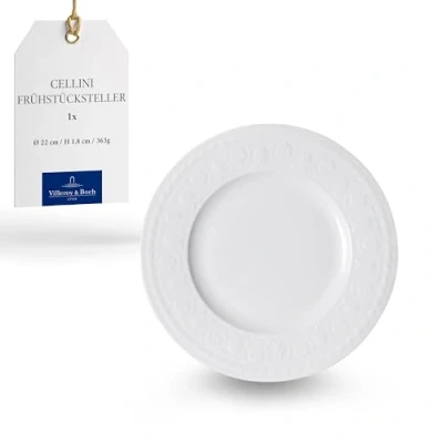 Afbeelding van Villeroy &amp; Boch Cellini ontbijtbord, 22 cm, premium porselein, wit
