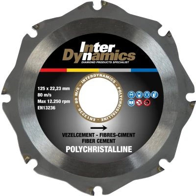 Afbeelding van Interdynamics polychristalline standard diamantdoorslijpschijf 125x22,23mm vezelcement