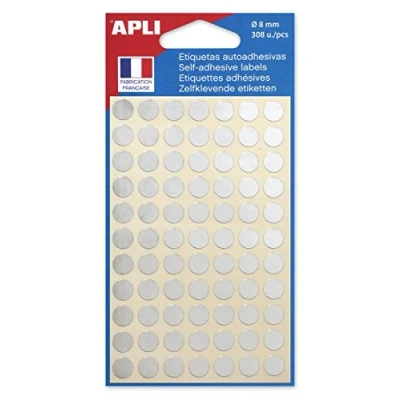 Afbeelding van Agipa ronde etiketten in etui diameter 8 mm, zilver, 308 stuks, 77 per blad