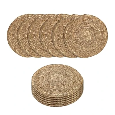 Afbeelding van Spetebo Set van 12 Ronde placemats zeegras of waterhyacint 38 cm natuurlijke materialen Natuurlijk en duurzaam