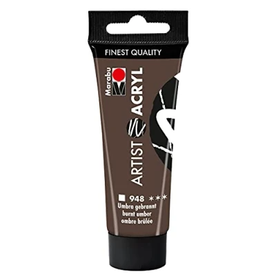 Afbeelding van Marabu 12200055948 acrylverf Ombre brûlée 948, 22 ml, fijne in kunstenaarskwaliteit, op waterbasis, pasteuze consistentie, sterk gepigmenteerd, zeer goede glans